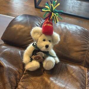 Boyds Bears H.B. Bearwish Happy Birthday Jointed Plush with Party Hat